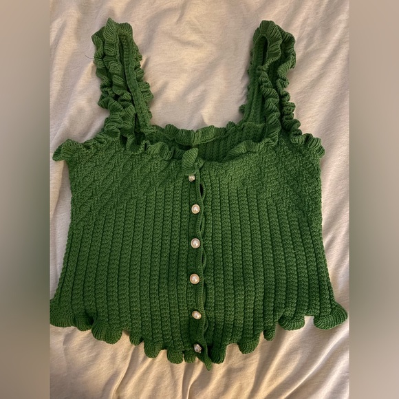 SHEIN Emerald Knit Tank with Ruffles - Picture 1 of 1
